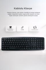 Kablolu Q Klavye Bilgisayar Ofis Klavyesi TK01 Siyah