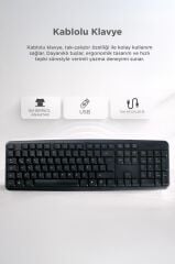 Kablolu Q Klavye Bilgisayar Ofis Klavyesi TK01 Siyah