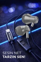 Kablolu Kulaklık Type-C Girişli Kulak İçi Kulaklık TC05 Gri