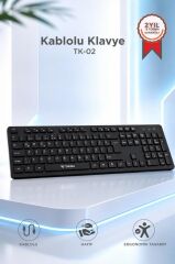 Kablolu Q Klavye Bilgisayar Ofis Klavyesi TK02 Siyah