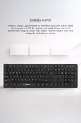 Kablolu Q Klavye Bilgisayar Ofis Klavyesi TK02 Siyah