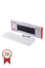 Kablolu Q Klavye Bilgisayar Ofis Klavyesi TK02 Beyaz