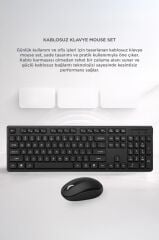 Kablosuz Q Klavye Mouse Seti TMK02 Siyah