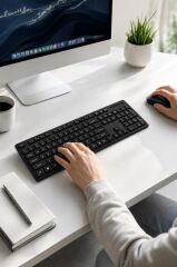 Kablosuz Q Klavye Mouse Seti TMK02 Siyah