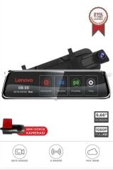 Lenovo Araç İçi Kamera Gece Görüşlü Dokunmatik 1080P Ön ve Arka Dikiz Aynası V7 8801 Plus Siyah