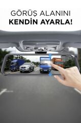 Araç İçi Kamera Gece Görüşlü Dokunmatik 1080P Ön ve Arka Dikiz Aynası V7 8801 Plus Siyah