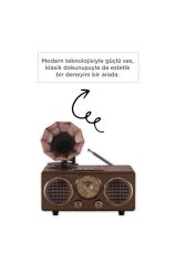 Nostaljik Bluetooth Hoparlör Retro Radyo Kablosuz Speaker TF Kart FM/AM/SW Torima D89 Koyu Ahşap
