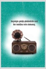 Nostaljik Bluetooth Hoparlör Retro Radyo Kablosuz Speaker TF Kart FM/AM/SW Torima D89 Koyu Ahşap