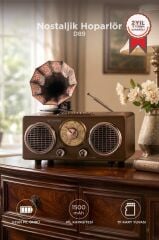 Nostaljik Bluetooth Hoparlör Retro Radyo Kablosuz Speaker TF Kart FM/AM/SW Torima D89 Koyu Ahşap