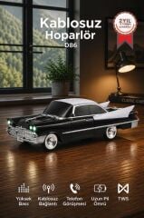 Bluetooth Hoparlör Retro Klasik Araba Tasarımlı TWS 10W FM USB Speaker D86 Siyah