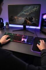 Oyuncu Rgb Işıklı Kablolu Q Klavye Ve Mouse Seti TMK03 Siyah