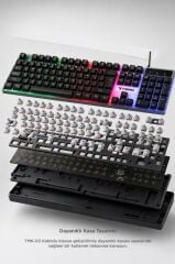 Oyuncu Rgb Işıklı Kablolu Q Klavye Ve Mouse Seti TMK03 Siyah