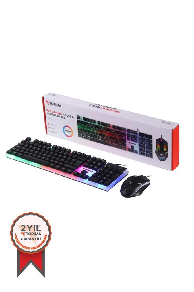 Oyuncu Rgb Işıklı Kablolu Q Klavye Ve Mouse Seti TMK-03 Siyah
