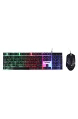 Oyuncu Rgb Işıklı Kablolu Q Klavye Ve Mouse Seti TMK03 Siyah