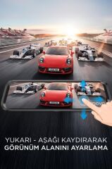 Araç İçi Kamera Gece Görüşlü Dokunmatik 1080P Ön ve Arka Dikiz Aynası V7AHD Siyah