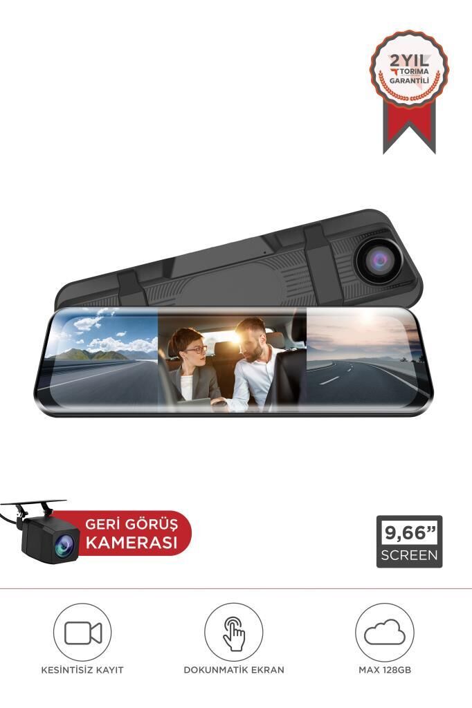 Lenovo M9/9903 Araç içi 9.6inç Dokunmatik Dikiz Ayna Wifi Gece Görüşü Ön İç ve Arka Araç Kamerası