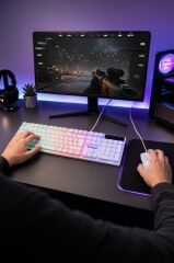Oyuncu Rgb Işıklı Kablolu Q Klavye Ve Mouse Seti TMK03 Beyaz
