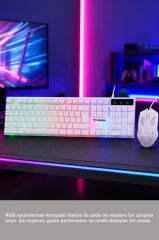 Oyuncu Rgb Işıklı Kablolu Q Klavye Ve Mouse Seti TMK03 Beyaz