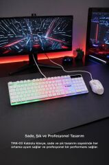 Oyuncu Rgb Işıklı Kablolu Q Klavye Ve Mouse Seti TMK03 Beyaz