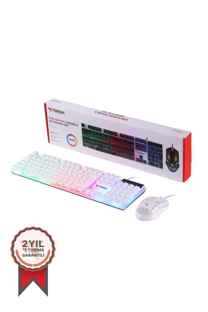 Oyuncu Rgb Işıklı Kablolu Q Klavye Ve Mouse Seti TMK03 Beyaz