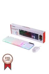 Oyuncu Rgb Işıklı Kablolu Q Klavye Ve Mouse Seti TMK-03 Beyaz
