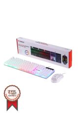 Oyuncu Rgb Işıklı Kablolu Q Klavye Ve Mouse Seti TMK03 Beyaz