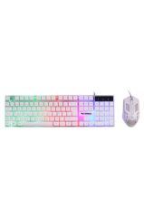 Oyuncu Rgb Işıklı Kablolu Q Klavye Ve Mouse Seti TMK03 Beyaz