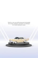 Bluetooth Hoparlör Retro Klasik Araba Tasarımlı TWS 10W FM USB Speaker D86 Bej