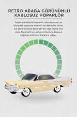 Bluetooth Hoparlör Retro Klasik Araba Tasarımlı TWS 10W FM USB Speaker D86 Bej