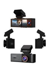 Araç İçi Kamera 1080P Dokunmatik Wifi Ön İç ve Arka Araç Kamerası Q7 7302 Siyah