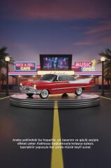 Bluetooth Hoparlör Retro Klasik Araba Tasarımlı TWS 10W FM USB Speaker D86 Kırmızı