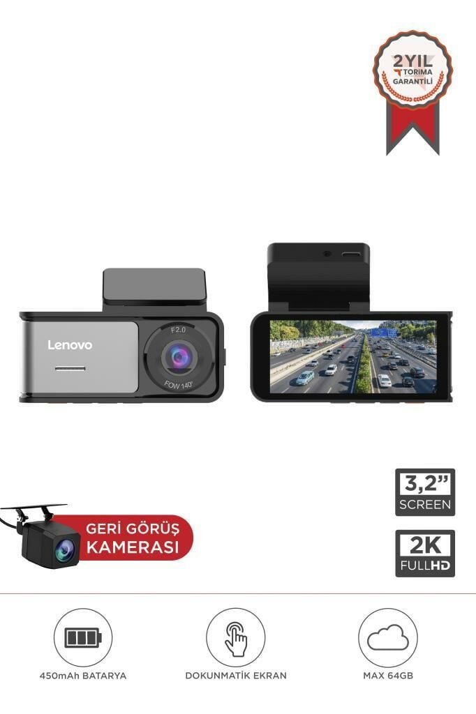 Lenovo R1/5369 Siyah 2K Wifi Araç içi Dokunmatik Ön Ve Arka Araç Kamerası