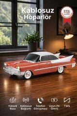 Bluetooth Hoparlör Retro Klasik Araba Tasarımlı TWS 10W FM USB Speaker D86 Turuncu