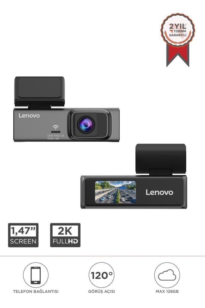 Lenovo S7/7147 Siyah 1080P Wifi Araç içi 1.47 İnç Ön Araç Kamerası