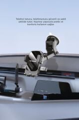 Telefon Tutucu 2si1 Arada Vakumlu Ev Ofis Araç İçi Oto Aksesuarları JX065 Siyah