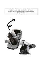 Telefon Tutucu 2si1 Arada Vakumlu Ev Ofis Araç İçi Oto Aksesuarları JX065 Siyah