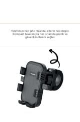 Telefon Tutucu 2si1 Arada Bisiklet Motosiklet ve Scooter Telefon Tutacağı JX067 Siyah