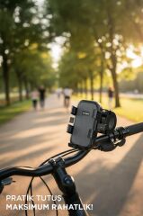 Telefon Tutucu 2si1 Arada Bisiklet Motosiklet ve Scooter Telefon Tutacağı JX067 Siyah