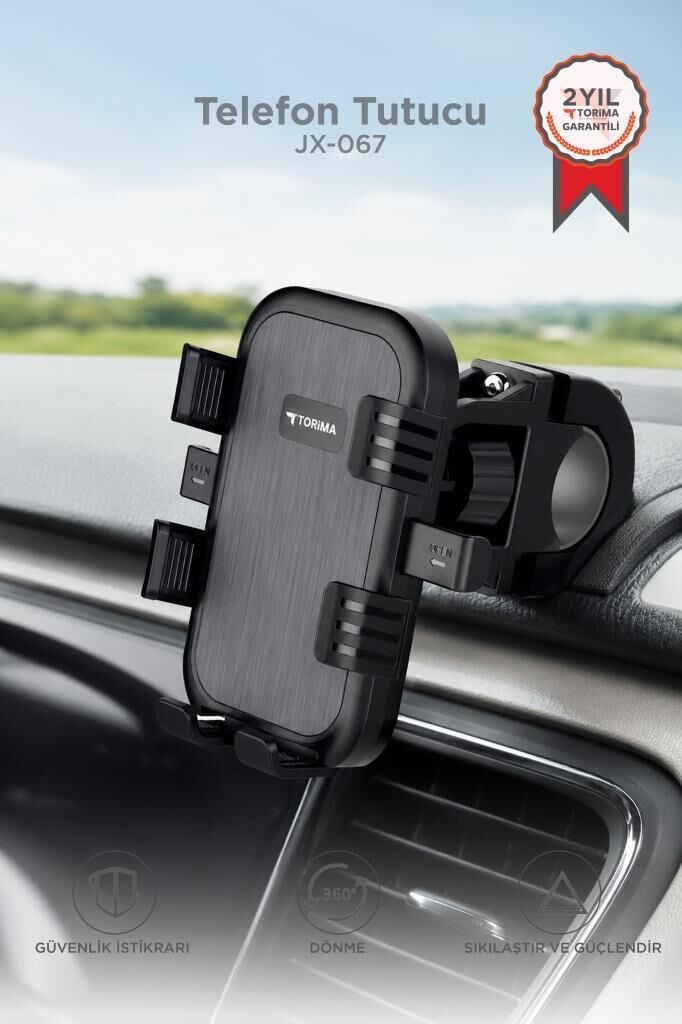 Telefon Tutucu 2si1 Arada Bisiklet Motosiklet ve Scooter Telefon Tutacağı JX067 Siyah