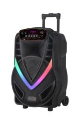Torima NDR-V12 Siyah Mikrofonlu Kumandalı Rgb Ledli Taşınabilir Tekerlekli Bluetooth Hoparlör