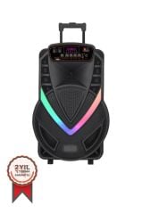Torima NDR-V12 Siyah Mikrofonlu Kumandalı Rgb Ledli Taşınabilir Tekerlekli Bluetooth Hoparlör