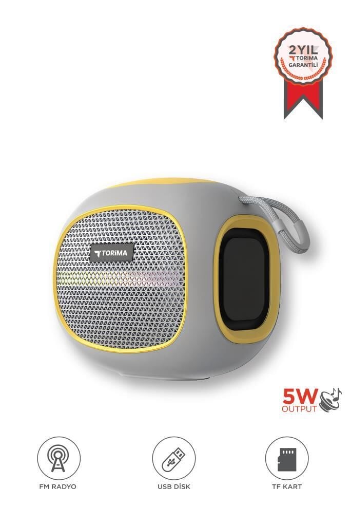 Bluetooth Hoparlör Taşınabilir Kablosuz Speaker FM Radyo USB TF Kart 5W D90 Gri