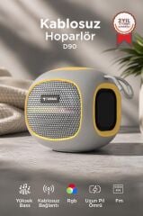 Bluetooth Hoparlör Taşınabilir Kablosuz Speaker FM Radyo USB TF Kart 5W D90 Gri