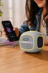 Bluetooth Hoparlör Taşınabilir Kablosuz Speaker FM Radyo USB TF Kart 5W D90 Gri
