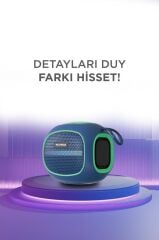 Bluetooth Hoparlör Taşınabilir Kablosuz Speaker FM Radyo USB TF Kart 5W D90 Mavi