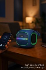Bluetooth Hoparlör Taşınabilir Kablosuz Speaker FM Radyo USB TF Kart 5W D90 Mavi