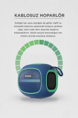 Bluetooth Hoparlör Taşınabilir Kablosuz Speaker FM Radyo USB TF Kart 5W D90 Mavi