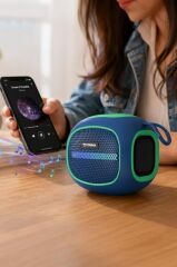 Bluetooth Hoparlör Taşınabilir Kablosuz Speaker FM Radyo USB TF Kart 5W D90 Mavi
