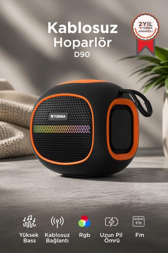 Bluetooth Hoparlör Taşınabilir Kablosuz Speaker FM Radyo USB TF Kart 5W D90 Siyah