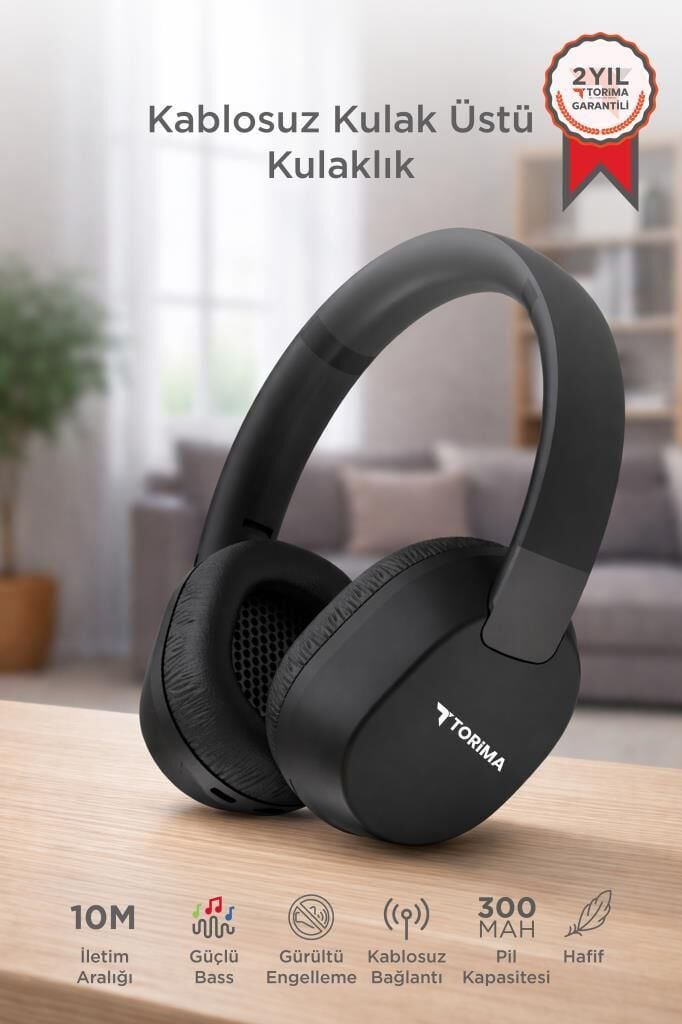 Bluetooth Kulaklık Kulak Üstü Kablosuz Kulaklık HD50 Siyah